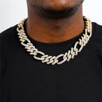 mens necklace 18mm figaro cuban chain with spring clasp ice micro pave cz hip hop luxury punk jewelry for festival party