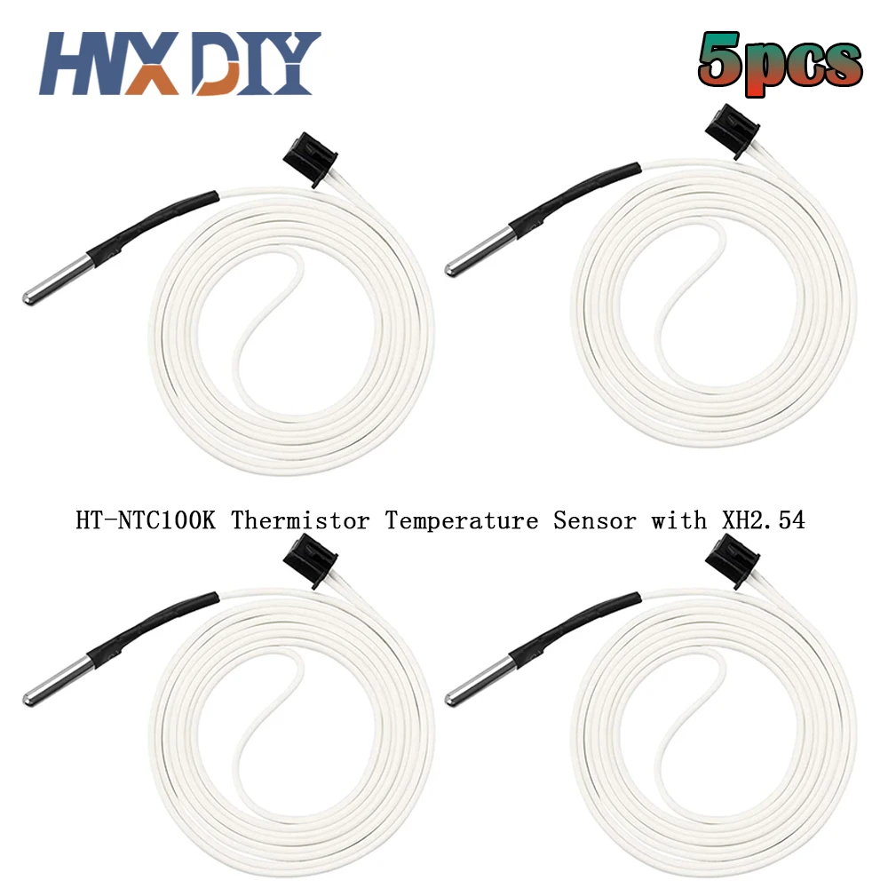 

5pcs 3D Printer Parts HT-NTC100K Thermistor Temperature Sensor with XH2.54 terminal for High Temperature Filament 350 Degrees