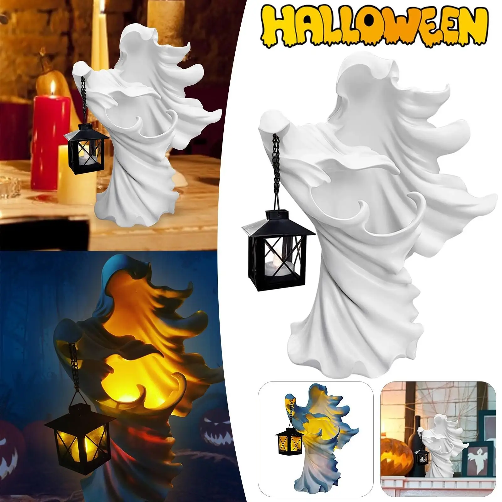 

[Home]Faceless Ghost Sculpture Halloween Ghoul Resin Sculpture Decoration