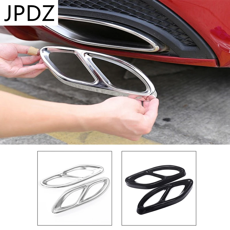 

2pcs Car Part Gloss Black Steel Exhaust Trims Stickers For Mercedes Benz GLC C E-Class C207 Coupe W212 W213 W205 X253 C180 C200