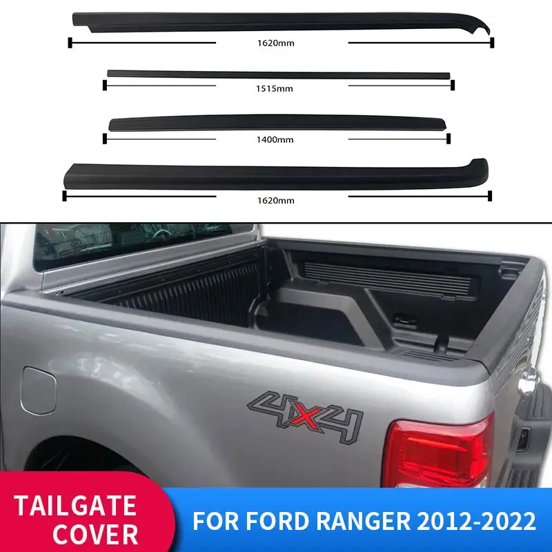 

Load Bed Rails Cover Tailgate Protector for Ford Ranger 2012-2021 Wildtrak Raptor Matte Black 4pcs