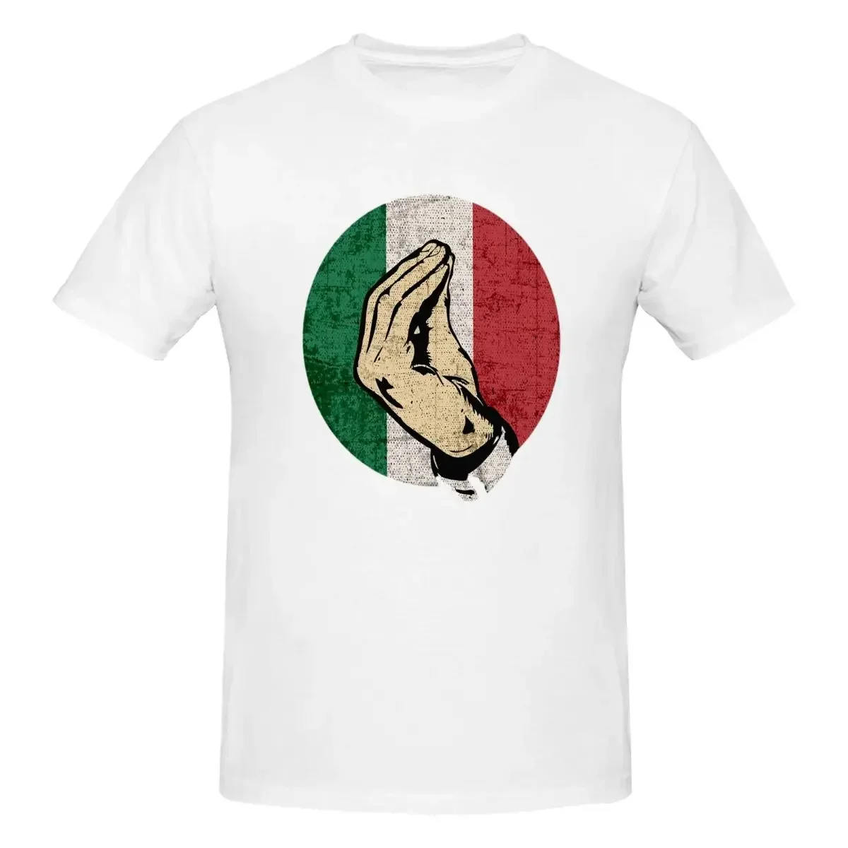Italian Hand Gesture Sing Language 100% Cotton T-shirt Men's Classic T Shirts Men crew Neck Short Sleeve S-6XL