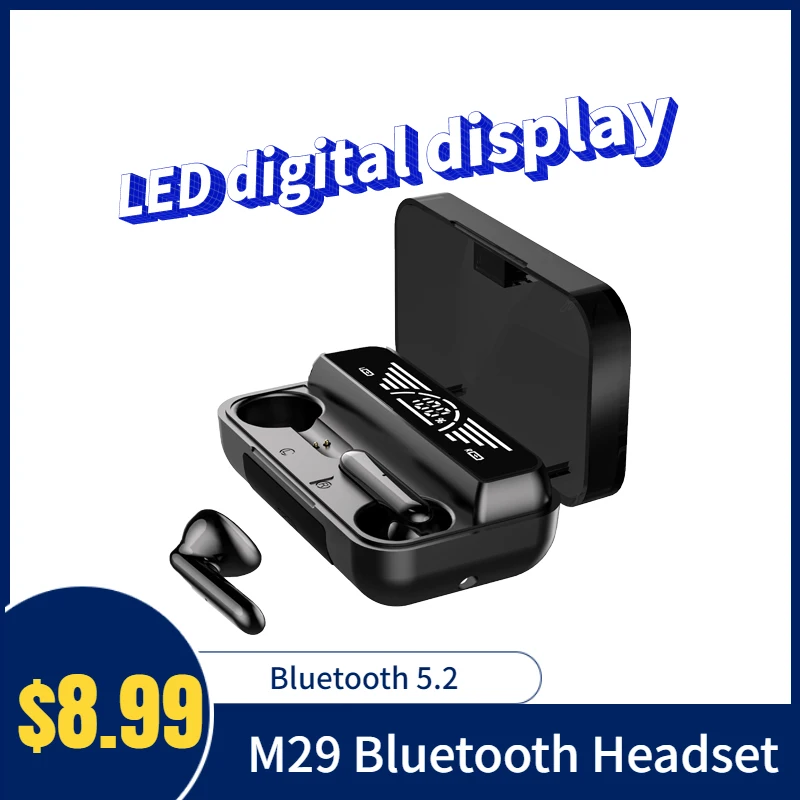 

M29 PRO TWS Wireless Bluetooth 5.2 Earphone LED Digital Display Headset Waterproof Bass Sport Headphone for Iphone Xiaomi Huawei