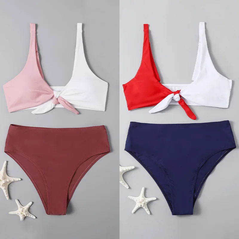 

Front Open Strap Party Swimsuit Women's 2022 Tricolor Split Swimsuit Bikini