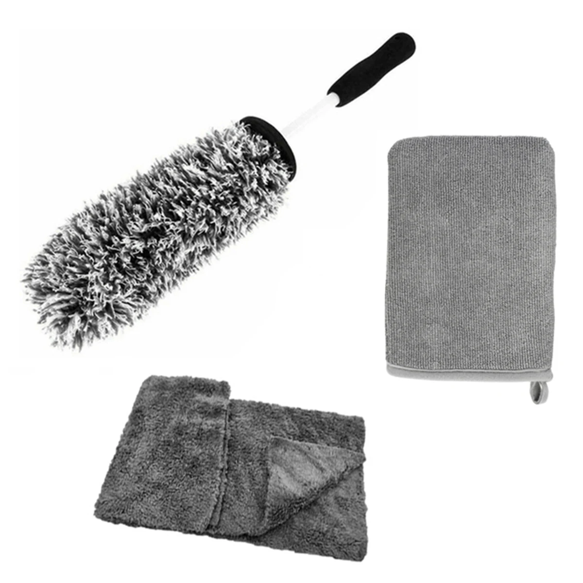 

3pcs Car Grooming Car Wash Glove Wheel Hub Brush Tire Brush Car Cleaning Microfiber Towel Car Detailing Cleaning Brush