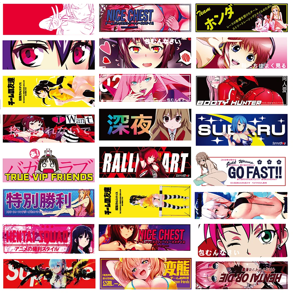 

24Pcs JDM Decals Pers Japanese Modified Stickers Waterproof Anime Vinyl Motorcycle Decal Mobile Laptop Motor Car Accessories