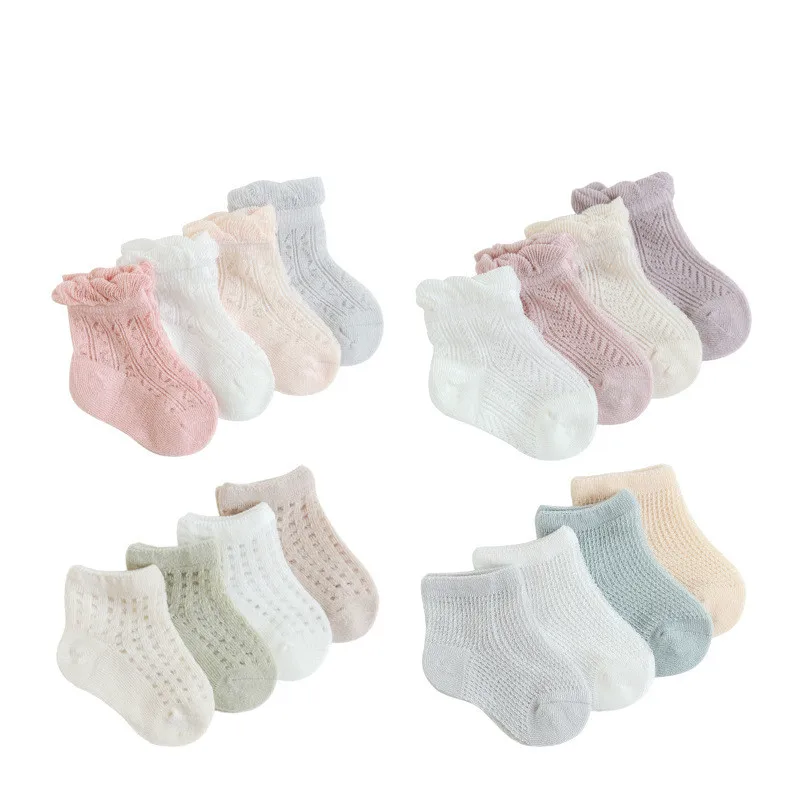 

4Pair Cute Mesh Thin Socks For Baby Newborn Hollow Out Socks Toddler Infants Accessories