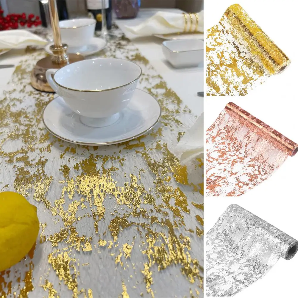 

Easy to Roll Back Table Runner Golden Glitter Table Runner Durable Fine Workmanship for Weddings Christmas Home Decorations