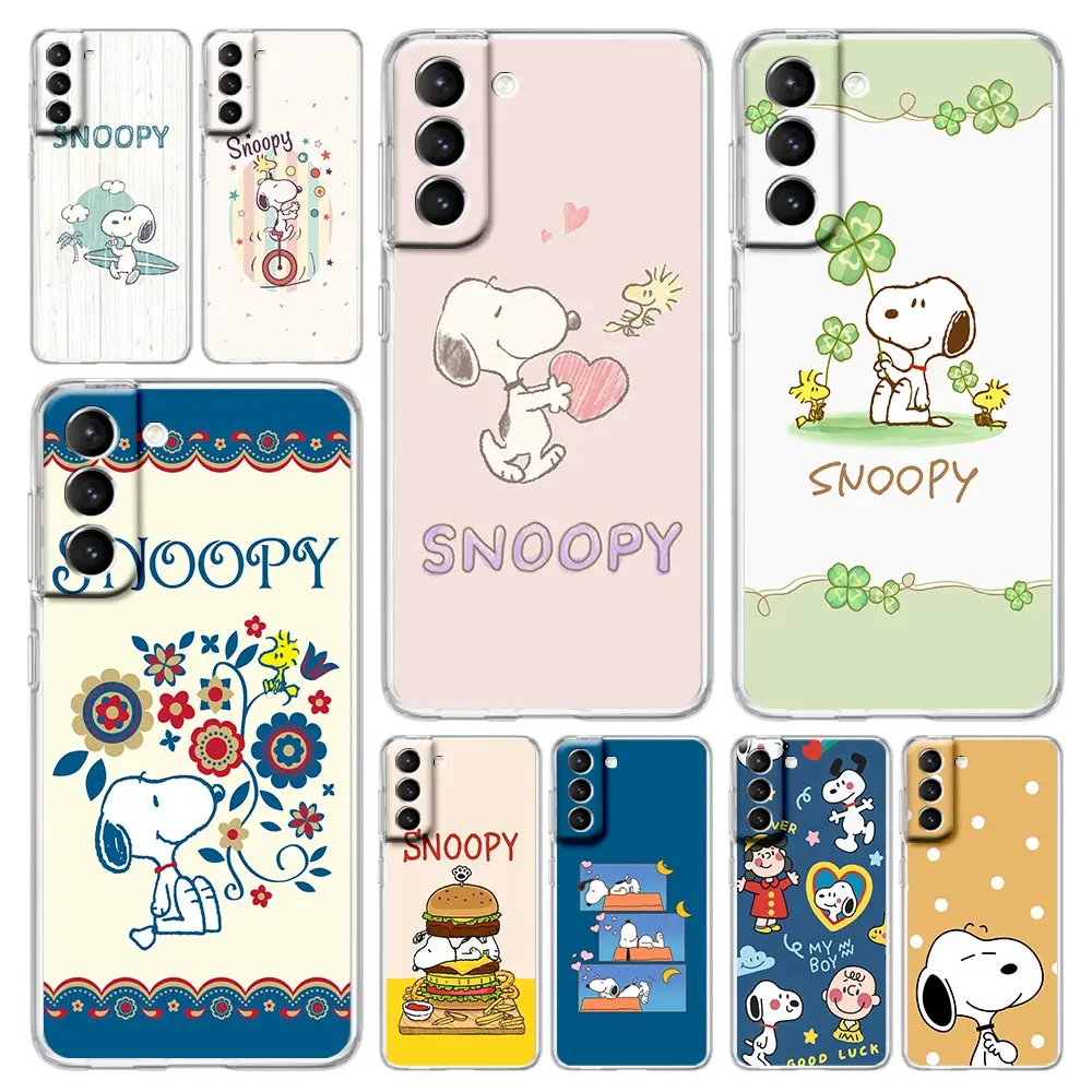 

Cartoon Snoopy Transparent Soft Fundas For Samsung Galaxy S22 S21 Ultra S20 FE S10 Lite S9 Plus S10e Phone Case Cover Coque