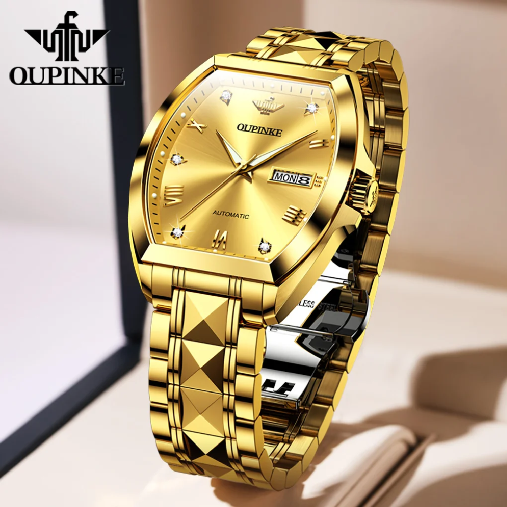 

OUPINKE Luxury Watch for Men Automatic Mechanical Waterproof Tonneau Sapphire Watches Top Brand Designer reloj hombre 50M