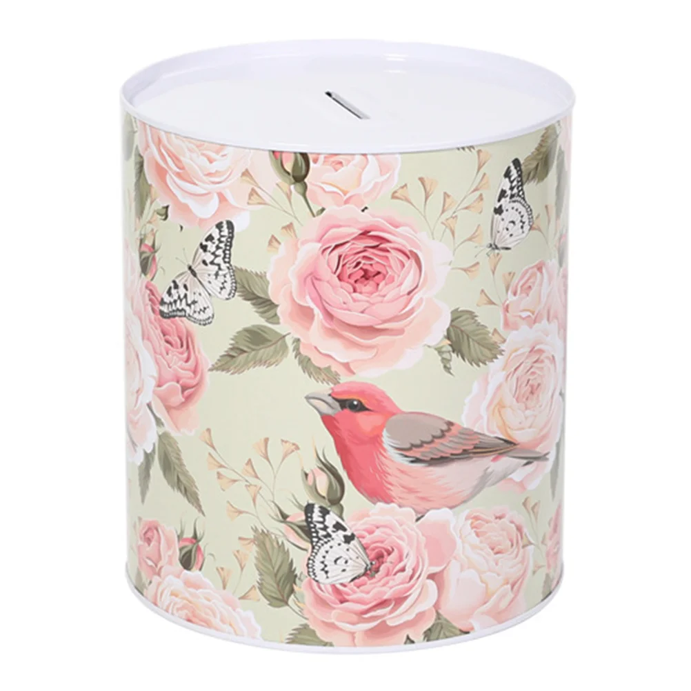 

Bank Money Piggy Kids Box Tin Jar Savingtinplate Toys Tins Sorage Floral Banks Flower Educational Mini Early Decorative Cash