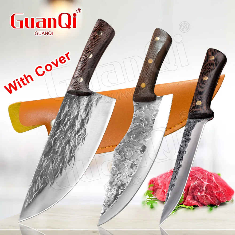 

Professional CookingTool Handmade Knife High-carbon Clad Steel Hunting Camping Fishing Knife Butcher Cleaver Chef Silcing Knives