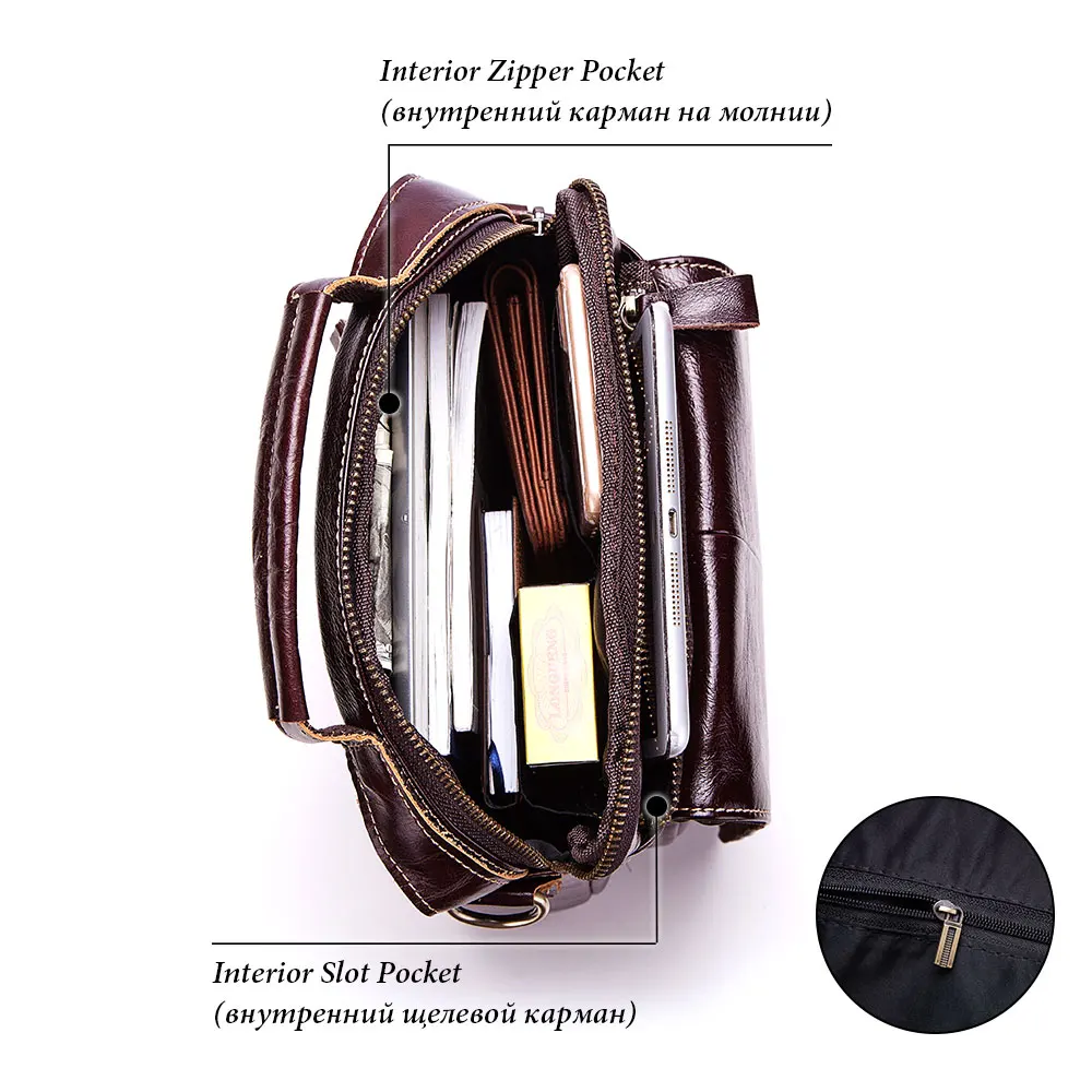 HUMERPAUL Genuine Leather Men's Shoulder Bag Fashion Handbag Male Messenger Bag Sling Business Crossbody Bags fit ipad Air