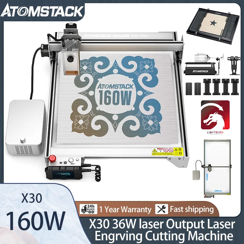 

ATOMSTACK X30 Pro Powerful 160W Laser Engraving Cutting Machine 33W Metal Engraver Dual Air Assist APP Control With Lightburn