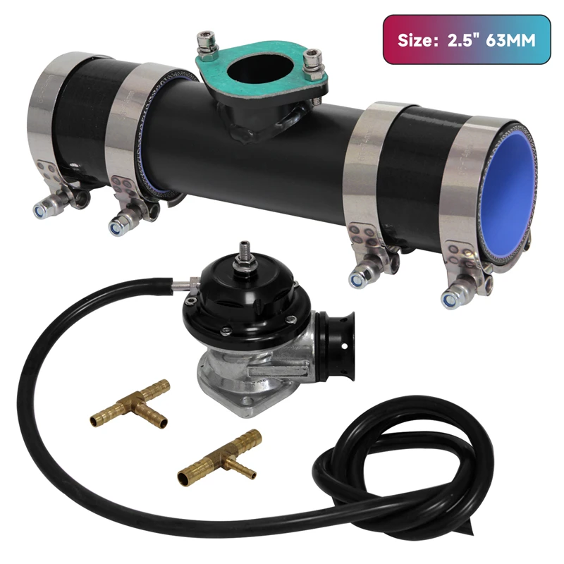 

30PSI Blow Off Valve BOV +Type RS 2.5'' 63mm Flange Pipe Adapter Silicone Hose Kit