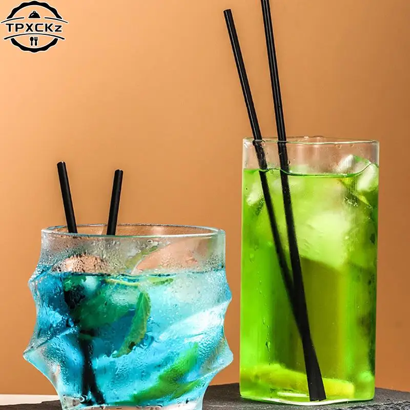 

500pcs Black Straws 210mm/130mm Wedding Party Cocktail Supplies Kitchen Accessories Disposable Individual Packaging Plastic DIY