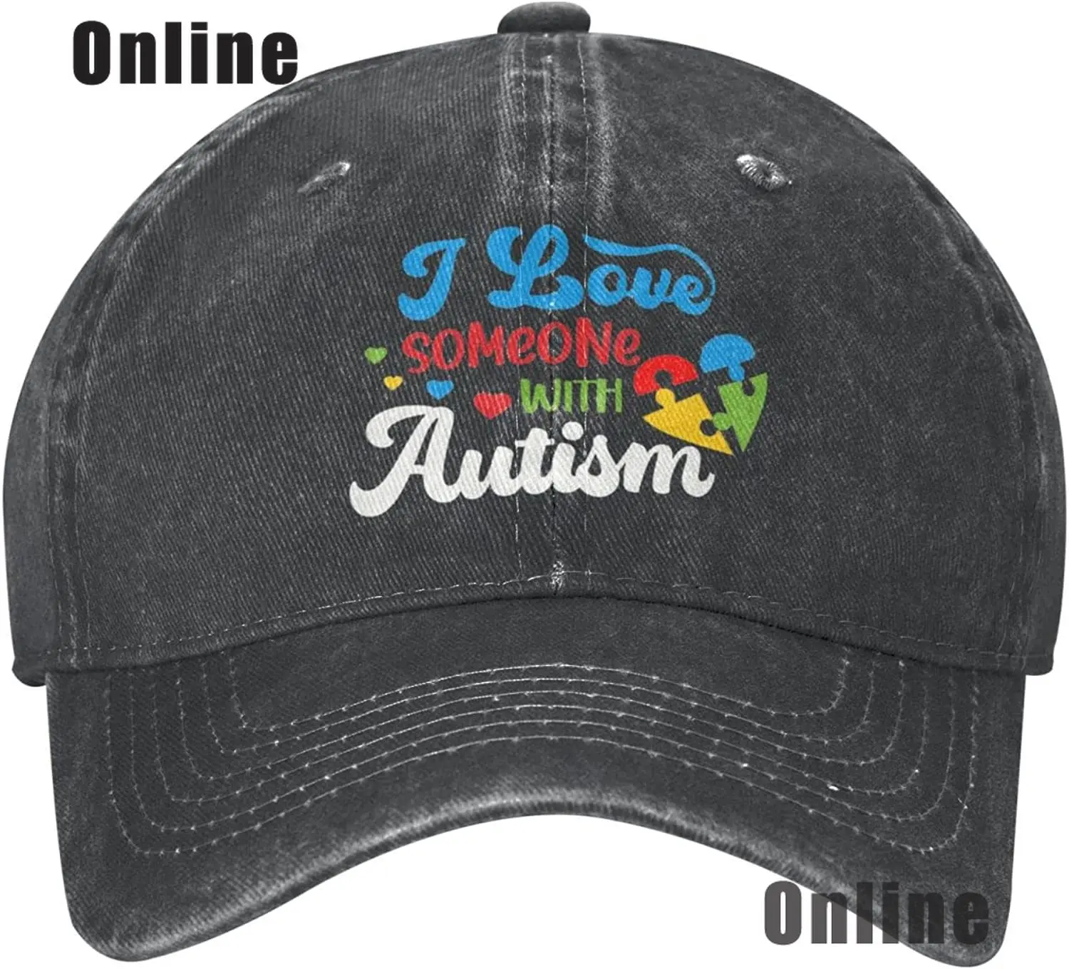 I Love Someone Witn Autism Hat for Men Women Sun Hats Adjustable Cowboy Hats Trucker Cap