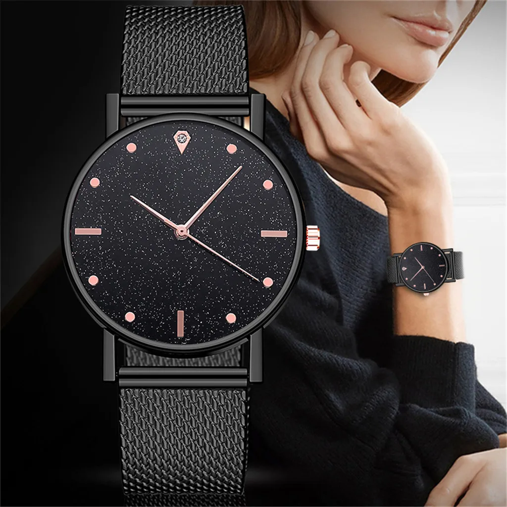 

Horloge Vrouwen Dress Roestvrij Stalen Band Analoge Quartz Horloge Fashion Luxe Dames Golden Rose Gold Horloge Klok Reloj Mujer