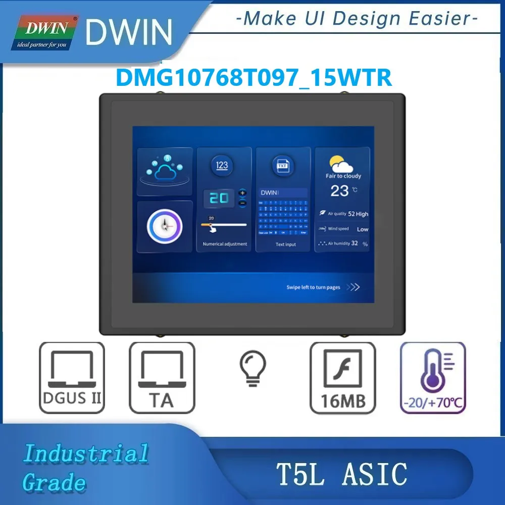

ЖК-дисплей DWIN 9,7 дюйма HMI TFT, модуль 1024*768 RS232/RS485, резистивный сенсорный экран, встроенный динамик с корпусом для Arduino