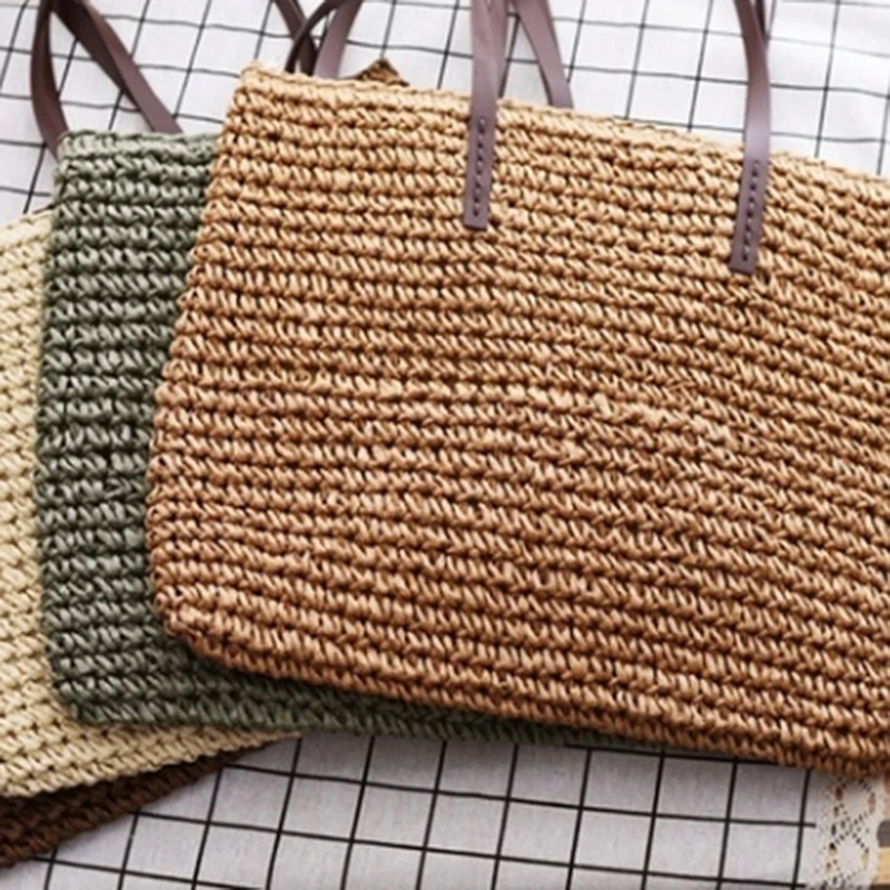 

Casual Bag Handmade Straw Bag Paper Rope Woven Bag Bohemian Vintage Large Capacity Casual Female Beach Bag Handbag
