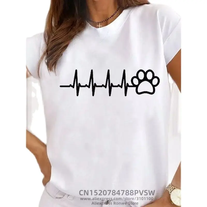 

Fashion Popular Women's 3D Printed Short-sleeved Street Casual All-match Footprint T-shirt Oversized T Shirt Harajuku Tops Tee
