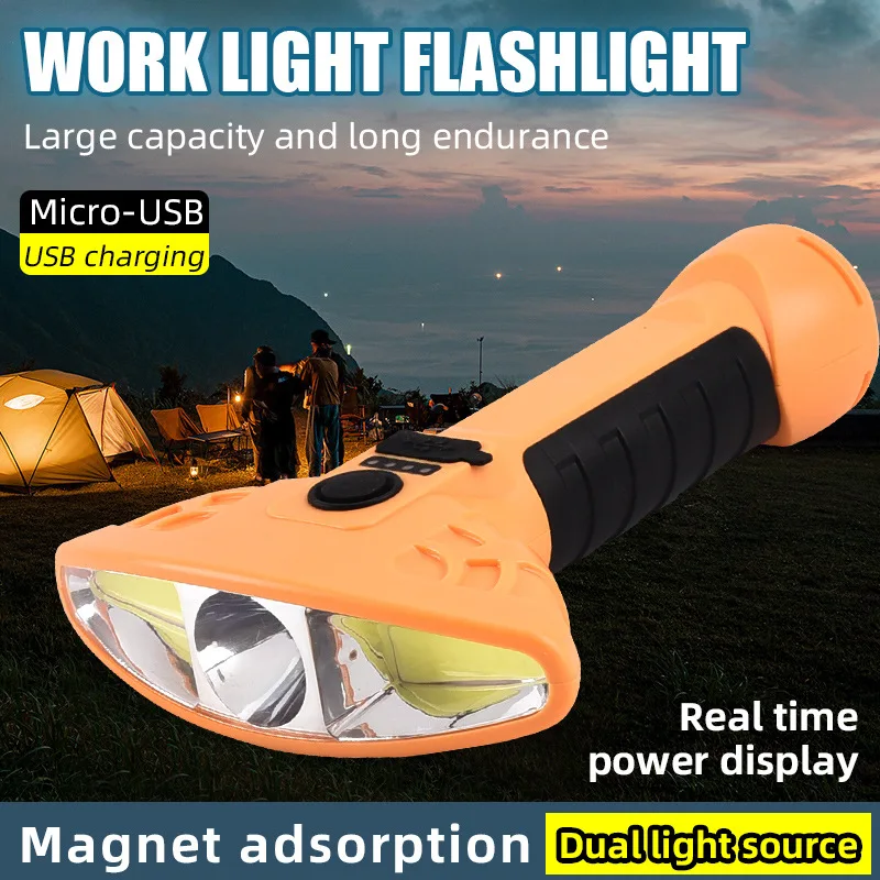 

Multifunctional COB Magnetic Auto Repair Work Light LED Red Warning Light Torch USB Rechargeable Flashlight Emergency Light