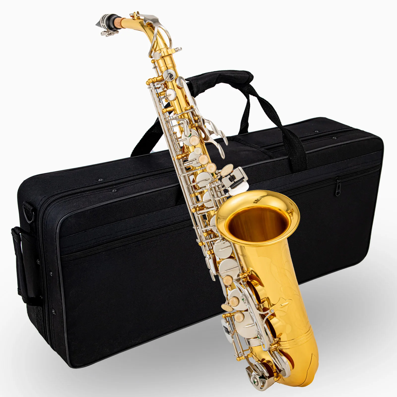 Альт-саксофон minдиабэйр Eb латунный корпус резной белый Золотой серебряные ключи