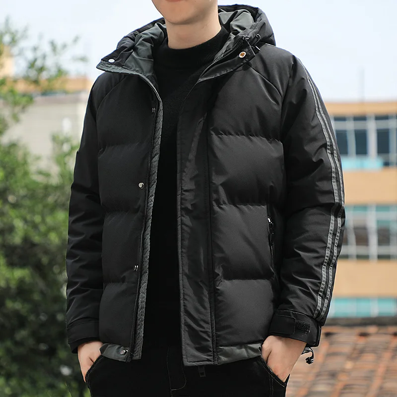 Winter Men Jackets Hooded Parkas Thick Warm Cotton Padded Windproof Coat 2023 Male Solid Color Outerwear Outdoor Fashion