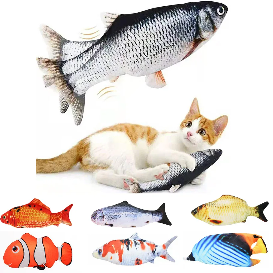 

Pet Fish Toy Soft Plush Toy USB Charger Fish Cat 3D Simulation Dancing Wiggle Interaction Supplies Favors Cat Pet Chewing Toy