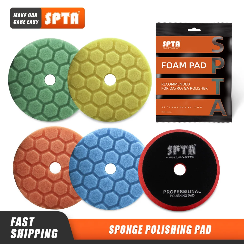 

(Single Sale) SPTA 3"(80mm)/5"(125mm)/6"(150mm) Car Spong Buffing Polishing Pads & Buffing Pads For DA/RO/GA Car Buffer Polisher