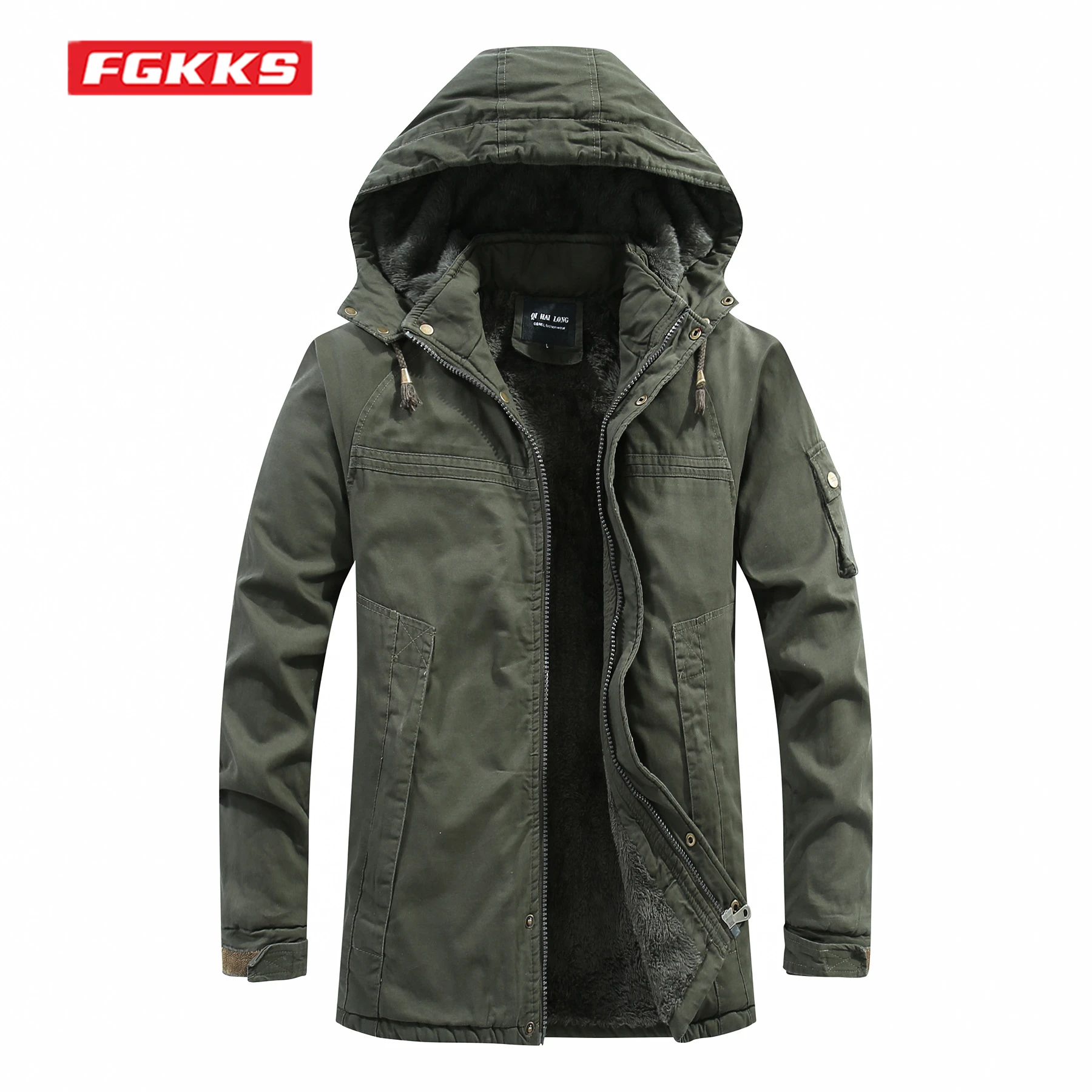 

FGKKS 2022 Parka For Men With Thickened 100% Cotton Hooded Jacket High Quality Design Trendy Fashion Hot Parka Male