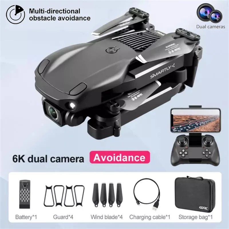 

V22 мини-Дрон 6K профессиональная HD Двойная камера FPV для аэрофотосъемки препятствия складной Квадрокоптер вертолет игрушки