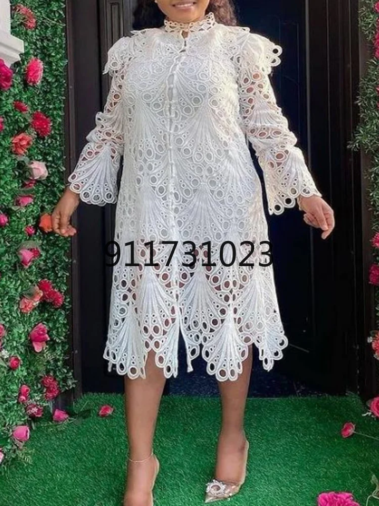 

Африканские платья для женщин, элегантное винтажное вечернее сексуальное кружевное платье, женское облегающее платье-макси с вырезами из с...