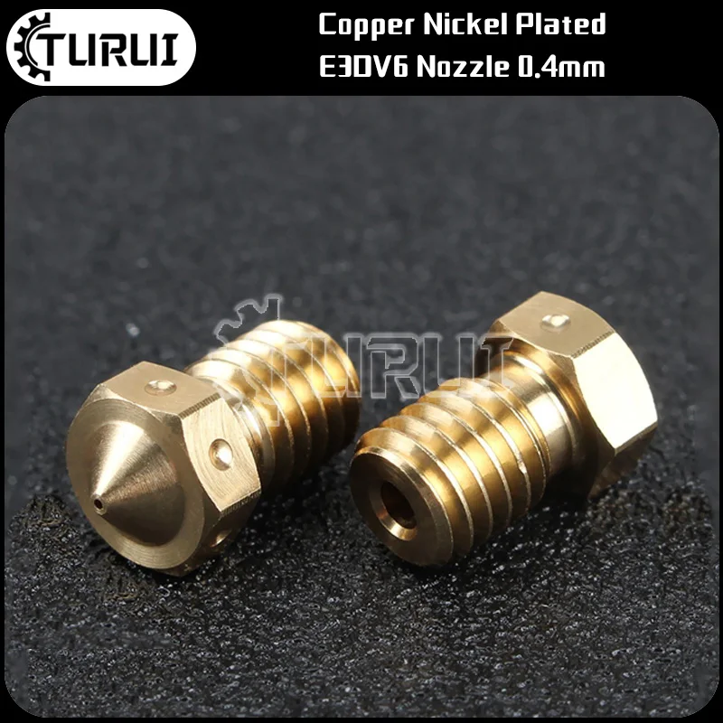 

3D printer accessories hot end extruder brass nozzle 17.5mm copper nickel plating E3DV6 nozzle 0.4mm