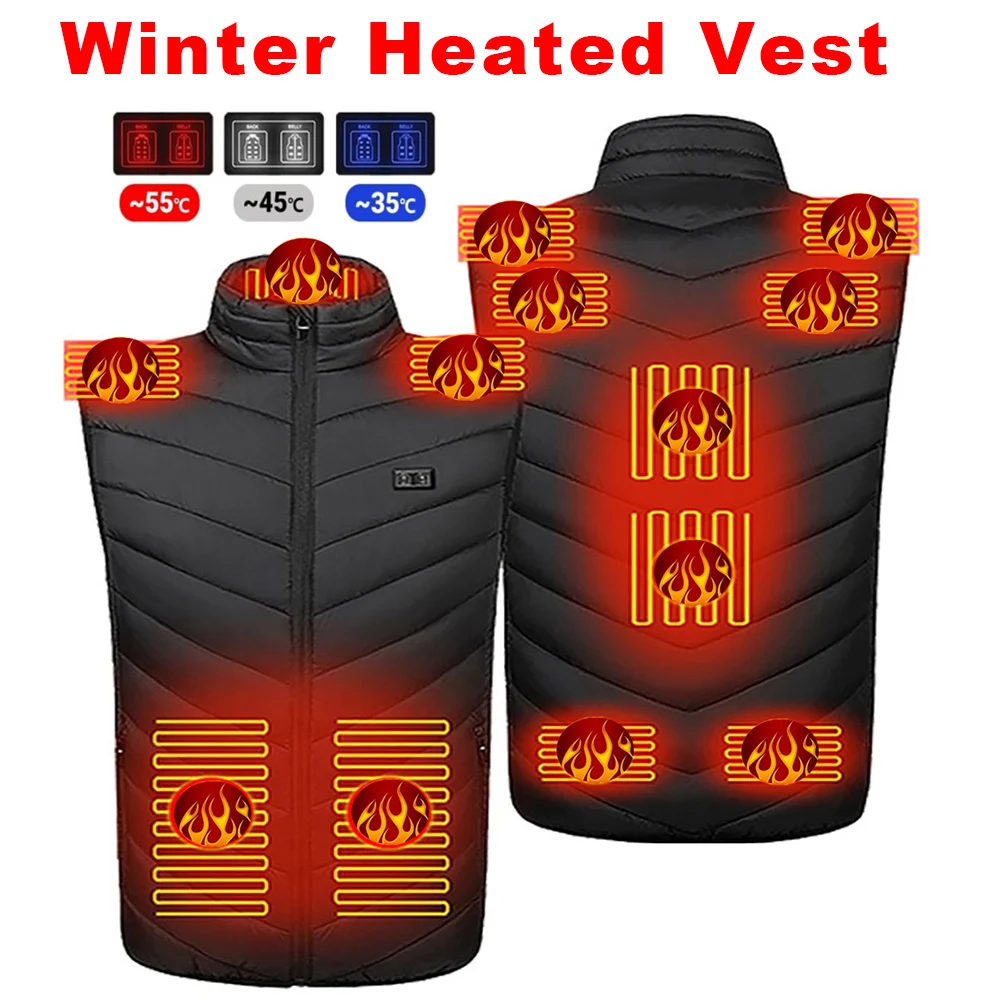 

Жилет с подогревом для мужчин и женщин, теплый зимний жилет с электроподогревом, 9-21 область