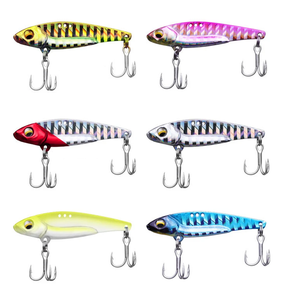 

1Pc Sinking Metal VIB Lure Hard Bait 2 Treble Sharp Hook 5g-21g 6 Color Bait With Hook Metal Blade Fishing Lures Attractive