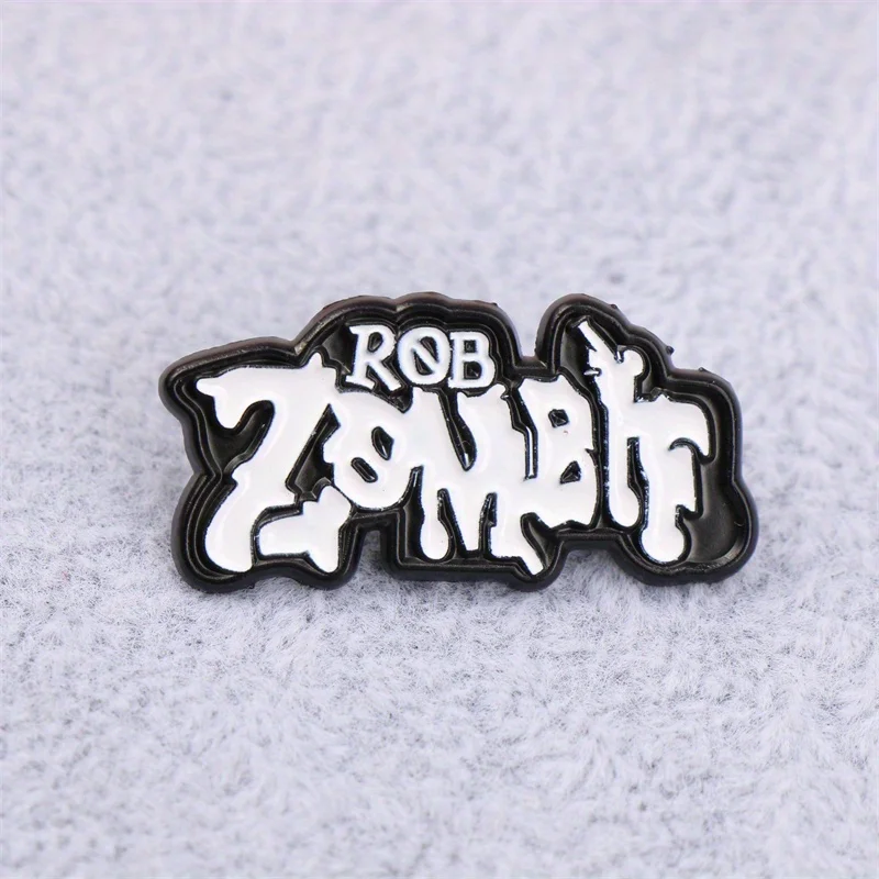 Эмалированная булавка Роб Зом - черно-белая модная брошь в стиле хип-хоп