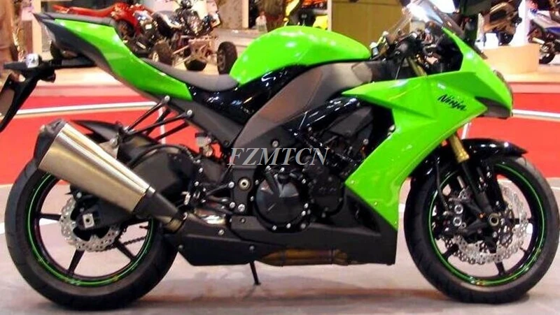 

4Gifts New ABS Motorcycle Fairings Kit Fit for Kawasaki Ninja ZX-10R ZX10R 2008 2009 2010 08 09 10 Bodywork Set Black Green