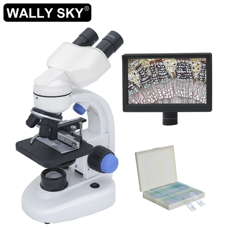 Биологический микроскоп 40-2000X бинокулярный с верхней/нижней светодиодный Ной