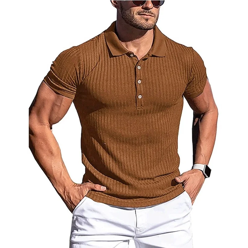

Men Polo Shirts T-shirt Summer Running Sports Workout T-shirt Men Short Sleeve Button Turn-down Collar Pullover Slim Fit T-shirt