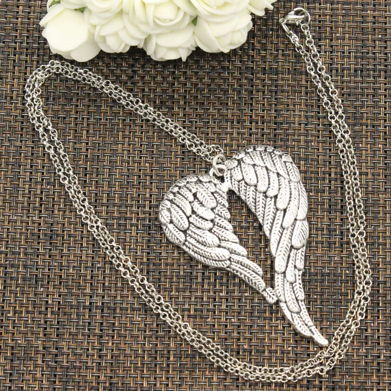 

New Fashion Tibetan Silver Color Pendant Angel Wings Choker Charm Short Long DIY Necklace Factory Price Handmade Jewelry