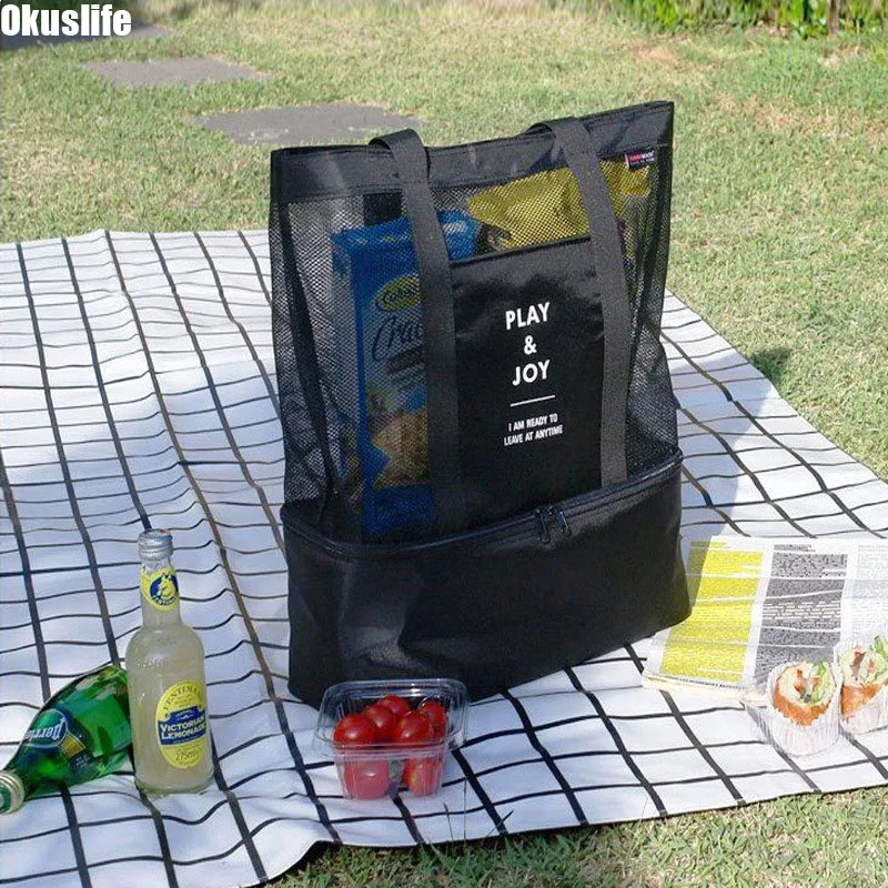 

Insulation Bag Double-layer Picnic Bag Men's and Women's Sports Mesh Storage Bag Ice Pack Storage Bag Office Lunch Snacks Bag