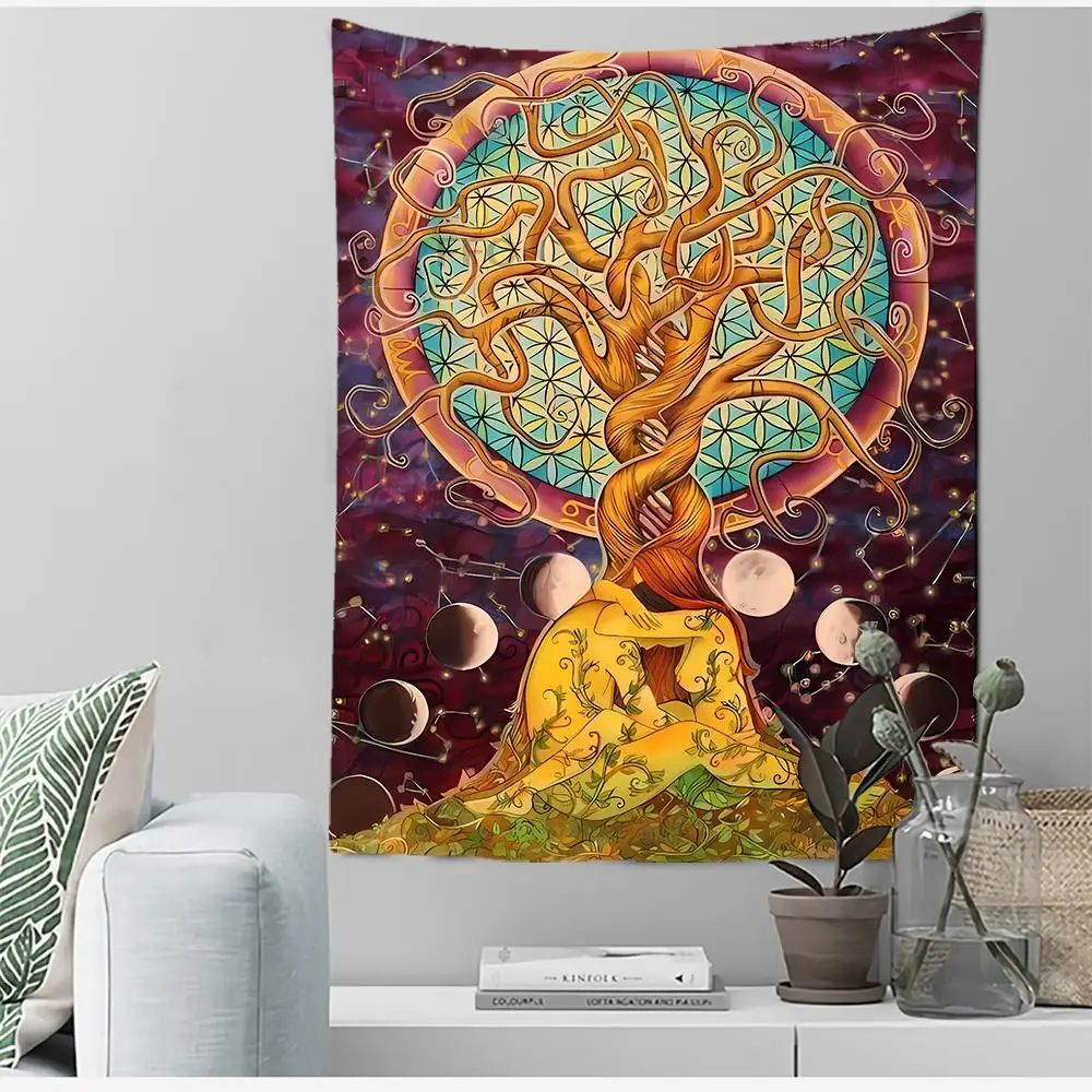 

Tree Of Life Tapestry Wall Hanging Boho Art Aesthetics Home Decor Tapestries Bedroom Background Accessories Blankets Yoga Mats