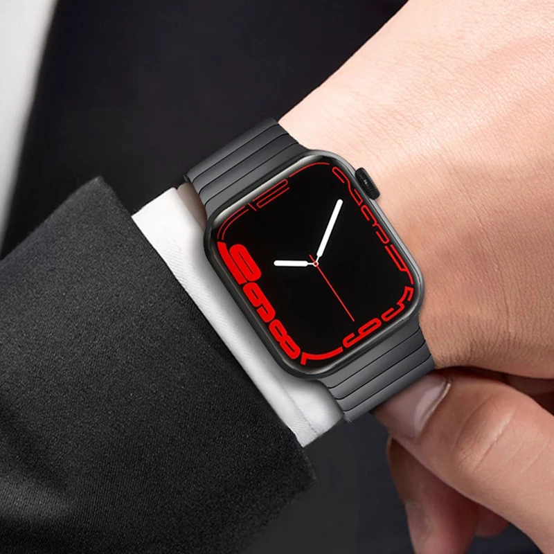 Link Bracelet For Apple Watch Ultra 49mm 40 38 44 42MM Men Business Strap For iWatch 8 7 41 45mm 6 5 4 SE 3 Stainless Steel Band