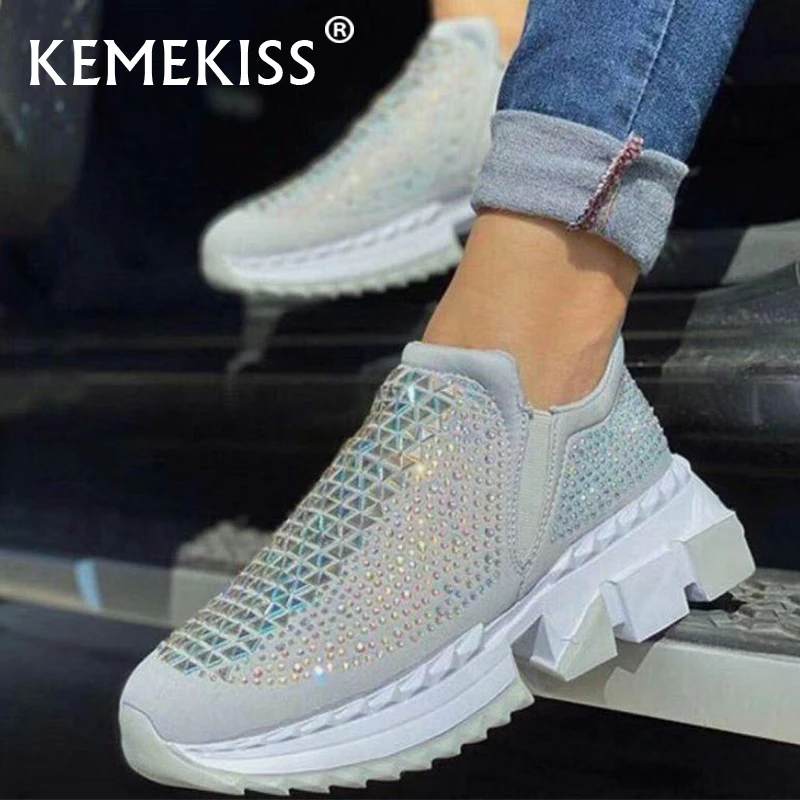 

KemeKiss New Size 36-43 Woman Sneakers Shiny Chunky Ins Spring Ladies Shoes Fashion Chunky Vacation Shoes Female Footwear