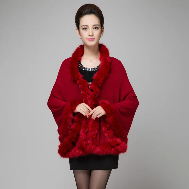 New Winter Solid Color Long Sleeve Imitation Fox Fur Coat Women Fashion Warm Fur Coats Outerwear Fake Fur Shawl Women Clothing