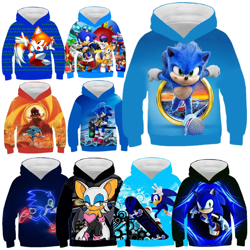 

Sonic The Hedgehog Anime Hoodies Cosplay Manga Print Men Women Oversized Printed Cartoon Long Sleeves Hooded Tops Sweatshirts