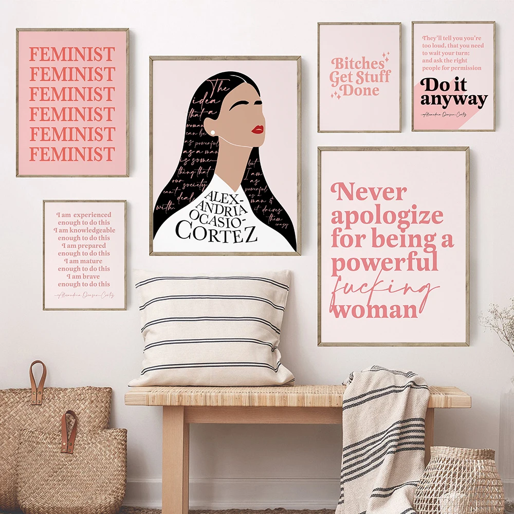 

Feminist Quote Wall Art Text Pro Women Canvas Painting Girls Room Home Decor Empowerment Patriarchy Pink Pictures Poster Print