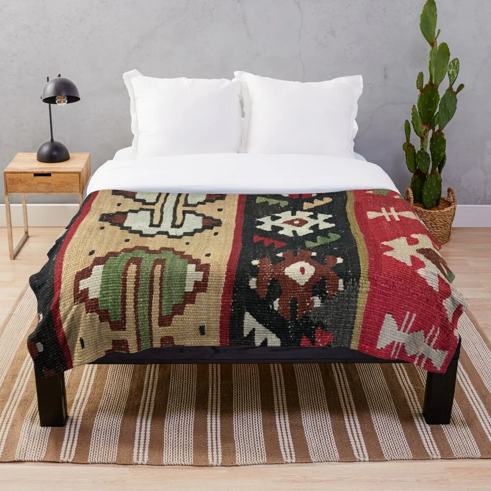 

Винтажное декоративное одеяло Adana Kilim, плетение навахо, плетеное текстильное Ацтекское турецкое, индийское, Навахо, зеленое, синее, BeigeSofa T