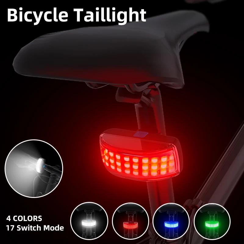 

2022 New Bicycle Light Waterproof 4 Colors 17 Modes LED Highlight Warning Taillight Night Riding Equipment Flashlight for Bike